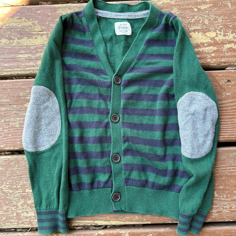 Mini Boden Green, Navy, and Gray Sweater/Button-up Cardigan